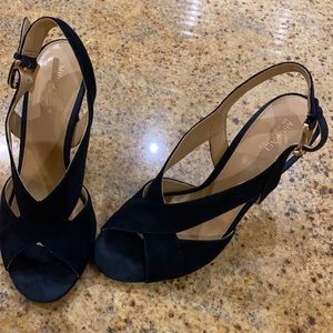 Navy blue suede shoes by Michael Kors. Size 8B.